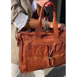 01■ 2in1 Vintage Leder Businesstasche - Bürotasche Damen & Herren. Schwarz & braun